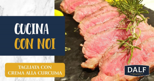 Tagliata con crema alla curcuma