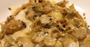 Pappardelle con carciofi e caffè